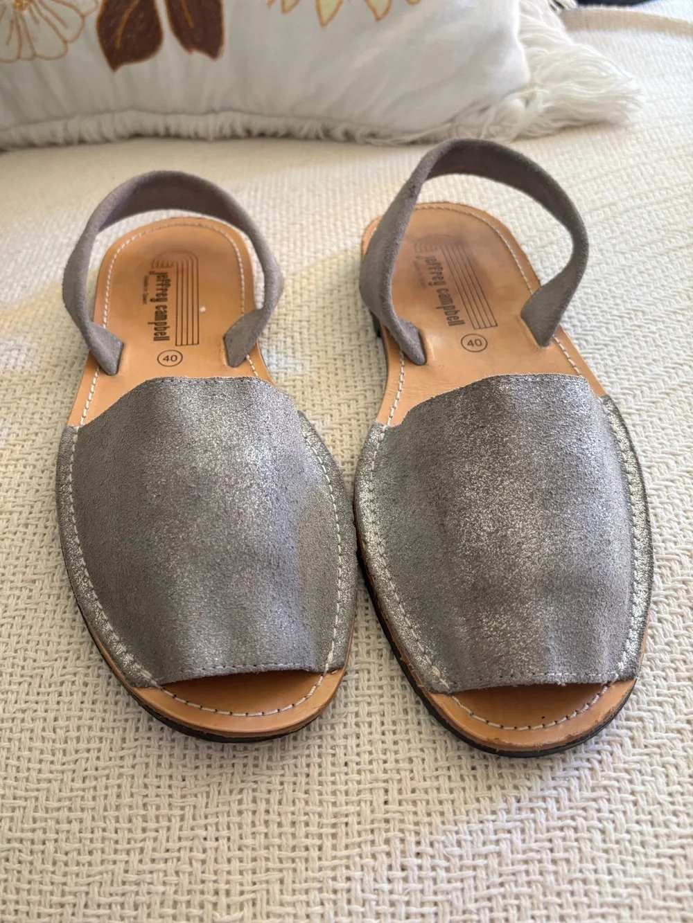 Jeffrey Campbell Pewter Ibiza Slingback Sandals Size EU 40 Made In Spain